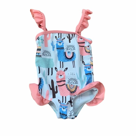Babyhug Sleeveless 2 Piece Swimsuit Cactus Print - Yellow